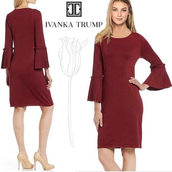 Ivanka Trump Pleated Tiered Sleeve Shift Dress L - Picture 1 of 9